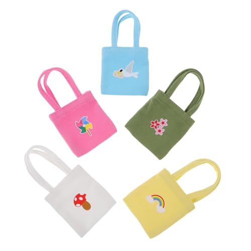LABRIMP 5 Stück Teiliges Mini Canvas Handtaschen Bunte Puppen Schultertaschen Kleine Tragetaschen für Puppenhaus Zubehör LABRIMP 5 Stück Teiliges Mini Canvas Handtaschen Bunte Puppen Schultertaschen Kleine Tragetaschen für Puppenhaus Zubehör von LABRIMP