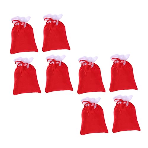 LABRIMP 8st Weihnachts-plüsch- Tasche Ornamente Süßigkeiten-dekor Tasche Für Weihnachtsgeschenke Behälter Mit Kordelzug Für Süßigkeiten Partygeschenkbeutel Taschen Rot von LABRIMP