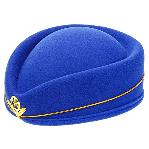 LABRIMP Damen Retro Kleidung Woll Hut Zubehör aus Stewardess Flugbegleiter Wollene Kappe für Cosplay Mütze Pillbox Hosenballett Dekorationshut Müllsack Fascinator Flache von LABRIMP