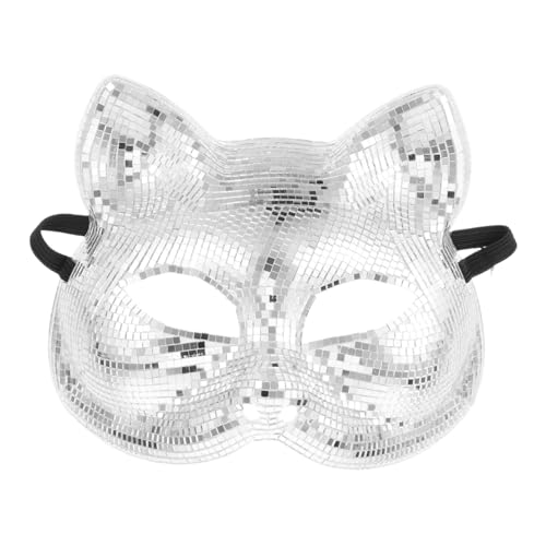 LABRIMP Spitze Katzenmaske Damen Strass Disco Spiegel Maskerade Halloween Party Accessoire von LABRIMP