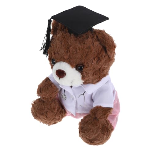 LABRIMP Doktorabschlussbär ausgestopftes Kaninchen tierische Dekorationen Süßes zur Graduation Kuscheltier für Medizinstudenten Abschluss-Tierspielzeug Grad Animal Doll Plüsch von LABRIMP