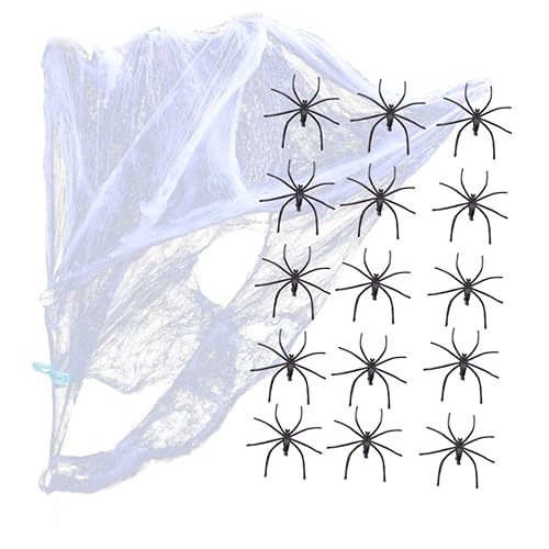 LABRIMP Halloween Deko mit Dehnbarem Spinnennetz und Realistischen Spinnen Flexible Outdoor und Indoor Halloween Party Dekoration Installieren für Gruselige Mottopartys und Garten LABRIMP Halloween Deko mit Dehnbarem Spinnennetz und Realistischen Spinnen Flexible Outdoor und Indoor Halloween Party Dekoration Installieren für Gruselige Mottopartys und Garten von LABRIMP