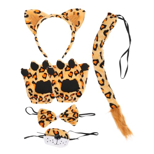 LABRIMP Leopardenohren Kostü Set Für Und Erwachsene 4 Teiliges Tierkostü Mit Haarreif Nase Und Schleife Ideal Für Partys Karneval Und Halloween Tierische Accessoires von LABRIMP