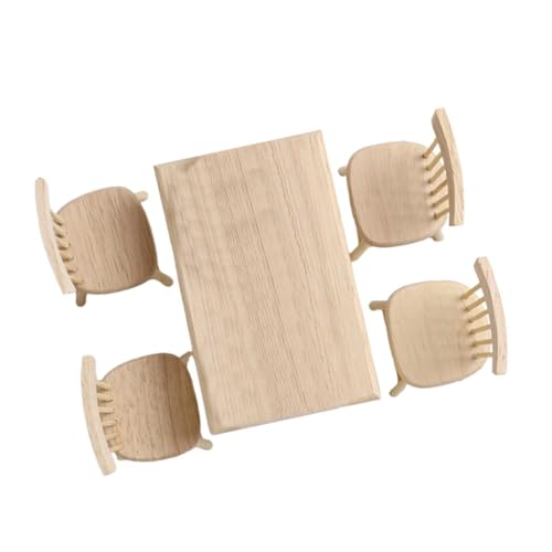 LABRIMP Maßstab Beige Miniatur Holztisch und Stühle Langlebige Miniaturmöbel für Puppenhaus Dekoration und Kindertisch Zubehör LABRIMP Maßstab Beige Miniatur Holztisch und Stühle Langlebige Miniaturmöbel für Puppenhaus Dekoration und Kindertisch Zubehör von LABRIMP