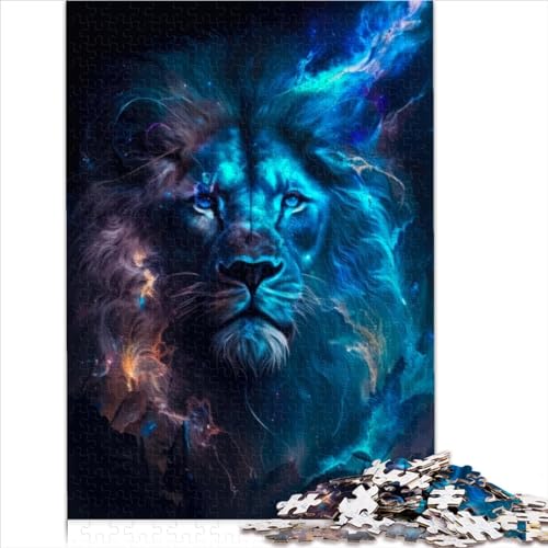 Blauer himmlischer Löwe Puzzle für Erwachsene 1000 Teile Puzzle für Erwachsene herausforderndes Spiel Puzzle 1000 Teile (75 x 50 cm) von LACOXA