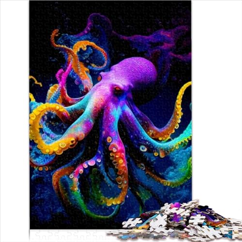 Bunter Oktopus. Puzzles für Erwachsene 1000teilige Puzzles für Erwachsene herausforderndes Spiel Puzzles 1000 Teile (75 x 50 cm) von LACOXA