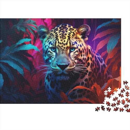 Buntes Leoparden-Puzzle für Erwachsene, lustig, 1000 Teile, Heimdekoration, Spielzeug, Intellektuelles Spiel, Bildungsspiel, Entspannung und Intelligenz, 1000 Teile (75 x 50 cm) von LACOXA