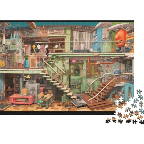 Cartoon House 1000-teiliges lustiges Puzzle für Erwachsene, Spielzeug, Intellektuelles Spiel, Bildungsspiel, Heimdekoration, Erleichterung, Entspannung und Intelligenz, 1000 Stück (75 x 50 cm) von LACOXA