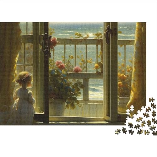 Fenster-Meerblick-Puzzle für Erwachsene, Spaß, 1000 Teile, Denkspiel, Stressabbau-Spielzeug, Heimdekoration, 1000 Stück (75 x 50 cm) von LACOXA