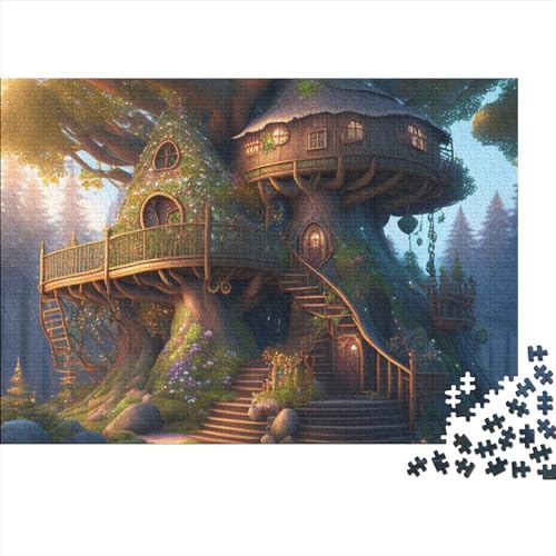 Magisches Elfen-Baumhaus, 1000 Teile, für Erwachsene, lustiges Puzzle, Bildungsspiel, Stressabbau-Spielzeug, Dekoration, Spielzeug, Intellektuell, 1000 Stück (75 x 50 cm) von LACOXA