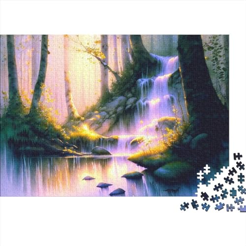 Wasserfall-Waldreflexion für Erwachsene, lustiges Puzzle, 1000 Teile, Spielzeug, Intellektuelles Spiel, Bildungsspiel, Dekoration, Stressabbau-Spielzeug, 1000 Stück (75 x 50 cm) von LACOXA