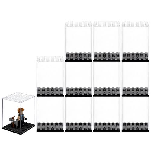 12 Stück Vitrine für Minifiguren, Vitrine aus Acryl für Bausteine, Aufbewahrungsbox für Actionfiguren-Spielzeug für Minifiguren von LADAMI