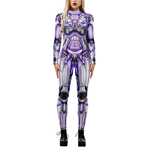 LAEMILIA Frauen Männer Roboter Punk Jumpsuit Catsuit 3D Druck Cosplay Kostüme Halloween Bodysuit Rollenspiel Karneval Party von LAEMILIA