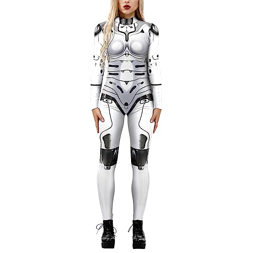 LAEMILIA Frauen Männer Roboter Punk Jumpsuit Catsuit 3D Druck Cosplay Kostüme Halloween Bodysuit Rollenspiel Karneval Party von LAEMILIA