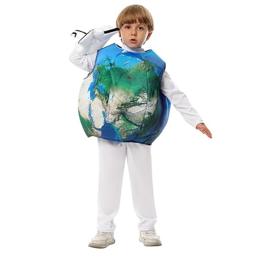 LAEMILIA Halloween-Kostüme für Kinder, Jungen, Erd-Kostüm, Mädchen, Planeten-Outfit, 3D-Globus, Welt-Kostüm mit Flugzeug-Handschuh, weißer Overall, Alter 5–10 Jahre LAEMILIA Halloween-Kostüme für Kinder, Jungen, Erd-Kostüm, Mädchen, Planeten-Outfit, 3D-Globus, Welt-Kostüm mit Flugzeug-Handschuh, weißer Overall, Alter 5–10 Jahre von LAEMILIA
