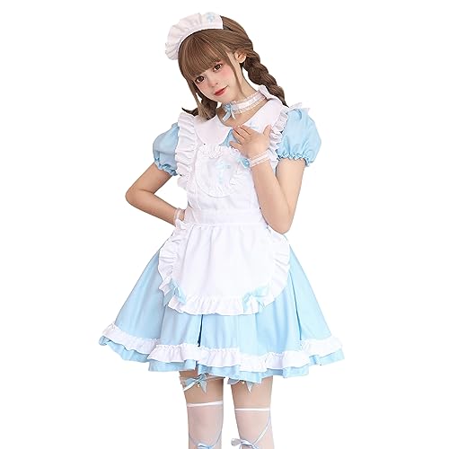 LAEMILIA Lolita-Schürze, Dienstmädchenkleid, Outfit, A-Linie, Choker, Kragen, Schleife, Kostüm, Cosplay, Weihnachten, Halloween von LAEMILIA