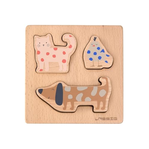 LÄSSIG 3D Holzspielzeug Little Mateys – Montessori Motorikspielzeug aus Holz für Baby & Kleinkind – Sicher & Nachhaltig – CE-Zertifiziert (Puzzle) von LÄSSIG