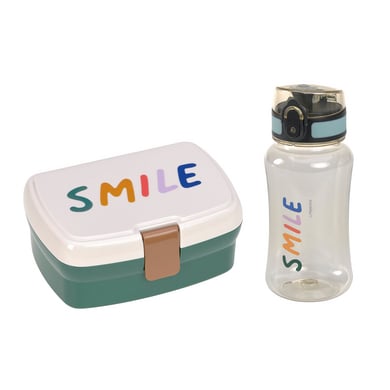 LÄSSIG Lunch-Set mit Brotdose und Trinkflasche 460 ml, Little Gang Smile milky/ocean green von LÄSSIG