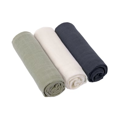 LÄSSIG Mulltücher L 3er Pack olive milky navy von LÄSSIG