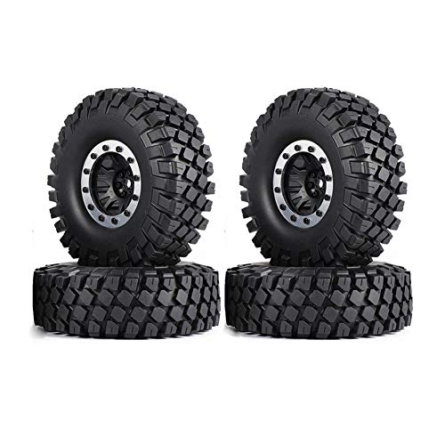 LAFEINA 1,9 Zoll 114 mm Reifen und Kunststoff-Beadlock-Räder für RC Rock Crawler Car Axial SCX10 Traxxas TRX4 (Silber) von LAFEINA