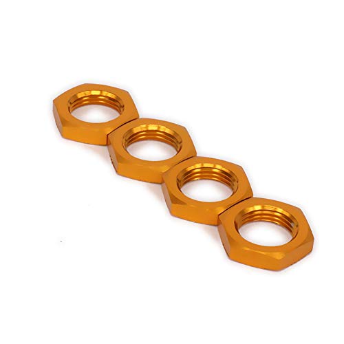 LAFEINA 4 Stück M17 17 mm Aluminium-Rad-Sechskant-Nabengewinde, 1,0 mm für 1/8 RC-Modellauto, HSP, Redcat, Himoto, verbesserte Teile (Gold) von LAFEINA