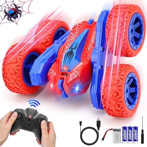 LAIBUY Spider Ferngesteuertes Auto ab 3 Jahre,2.4GHZ 4WD Monstertruck Ferngesteuert Spielzeug ab 3-12 Jahre Junge,360 ° Drehbarer RC-Auto-Outdoor Spielzeug Geschenke für 3 4 5 6 7 8 Kinder (Rot) von LAIBUY