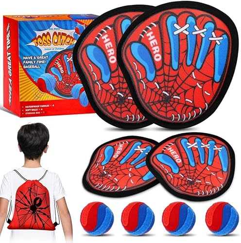 LAIBUY Spider Klettballspiel für Kinder Set,Klettball Strandspielzeug, Klettbälle Gartenspiele für Kinder,Outdoor Spielzeug Draußen Kinder ab 3 4 5 6 Jahr Junge Mädchen von LAIBUY