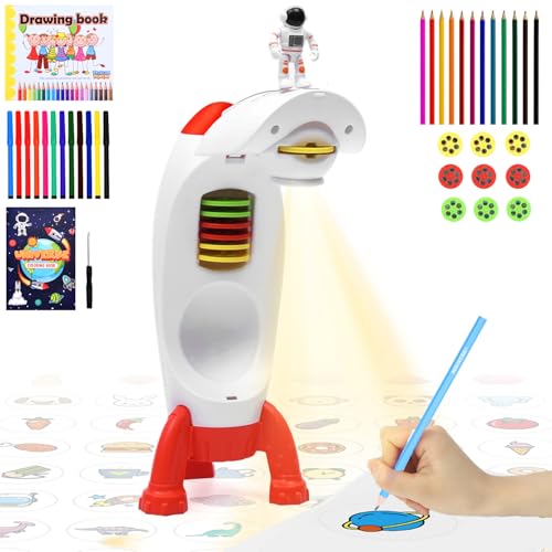 Kinder-Zeichenprojektor-Tisch, Drawing Projector Kinder Zeichnung Projektor Spielzeug für Jungen Mädchen Alter 3-8 Projektor Tracing Zeichnung Kit Spielzeug für 3 4 5 6 7 8 Jahre alt Kinder Geschenke von LAIKEUP