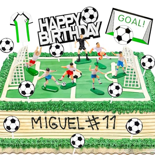 Fußball Kuchen Deko, Fussball Cupcake Topper Fussball Party Tortenaufleger für Geburtstag Party Kinder Mädchen Baby Shower von LAISLLA