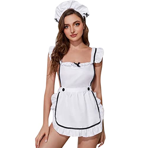 LALABTCD Damen Französisch Dienstmädchen Kostüm Niedliches Dienstmädchen Outfit Dienstmädchen Kostüm Anime Cosplay Französisch Dienstmädchen Outfits Freche Spitze Französisch Cosplay Outfit Spitze von LALABTCD