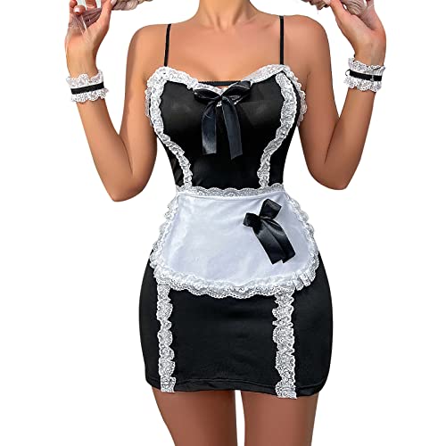 LALABTCD Frauenmädchen-Kostüm, Cosplay-Kleid für Damen, Dienstmädchen-Kostüm, Outfit-Set, Anime-Kostüm, französisches Dienstmädchen-Outfit, Kostüm, Cosplay, Verkleidung, Outfit-Set, freches von LALABTCD