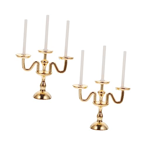 2St Kerzenhalter-Kerzenlampe Teelichter Miniatur-Kerzenlampe Minifiguren für Kinder kindergeschenke Mini-Kerzenlampe aus Legierung Kerzenhaltermodell aus Legierung Golden LALADEFIEE von LALADEFIEE