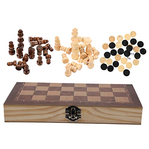 LALADEFIEE 1 Satz 3 1 Internationales Schach Schachbrettspiel für Kinder Japanisches Brettspiel Kinder schachspiel Schachbrett Kinder 3 in 1 Brettschach pädagogisches Schach hölzern Brown von LALADEFIEE