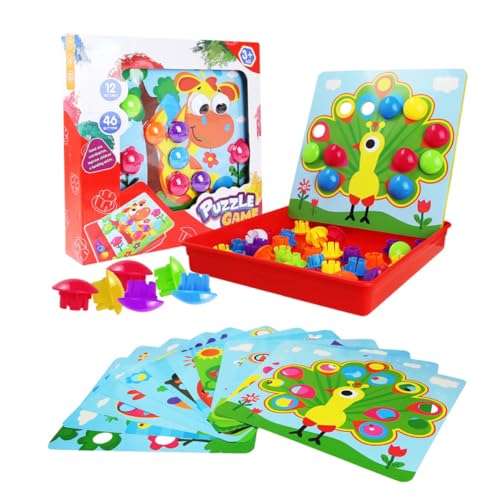 LALADEFIEE 1 Satz DIY Spielzeug Für Kinder Puzzle-Spielzeug Für Kinder Puzzles Für Kinder Puzzlespiele Stapeln Frühpädagogisches Spielzeug Knopfkunstspielzeug Pilz-nagelpuzzle Pilz-Puzzle Abs von LALADEFIEE