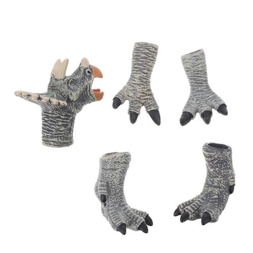 LALADEFIEE 1 Satz Dinosaurier-fingerpuppe Bade Fingerpuppen Für Kinder Dinosaurier-Marionette Puppenspielzeug Für Kleinkinder Dinosaurierkopf Handpuppe Kinder Dino Handpuppe Tiere Vinyl Grey von LALADEFIEE