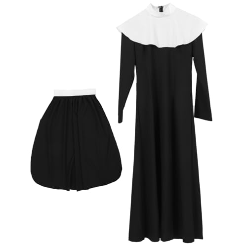 LALADEFIEE 1 Set Nonnenkostüm für Erwachsene Damen für Cosplay-partys Halloween Bühnenauftritte Leicht und Bequem von LALADEFIEE