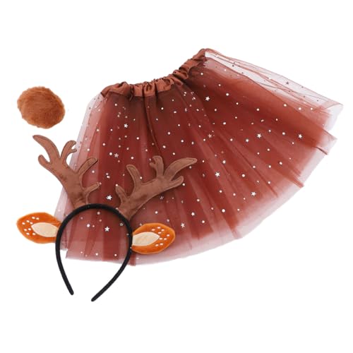 LALADEFIEE 1 Satz Geweih-Stirnband-Set Geweih Kopfbedeckung Hirschschwanz Hirsch Cosplay Kostüm Geweihkostüm tier ohren haarreif Tiergeweih-Stirnband Rentier Kostüm Kurzer Plüsch Brown von LALADEFIEE