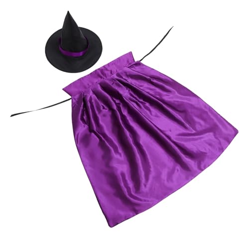 LALADEFIEE 1 Satz Halloween Unisex-Cosplay-umhang Hexenmantel Und Hut Kostüm Für Die Party Karnevalsumhang Cape-kostüm-Maskerade Kap Vampire Umhang Maskerade-kostüm-Hut Hexenhut Violett Stoff von LALADEFIEE