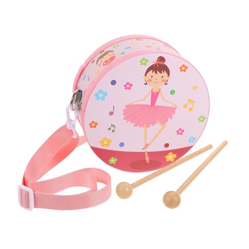 LALADEFIEE 1 Satz Hüfttrommelspielzeug Für Kinder Kindertrommelspielzeug Schlaginstrument Handtrommel Aus Holz Lerntrommel Für Kinder Handtrommel Mit Trommelstock Musikinstrument Stoff Rosa von LALADEFIEE