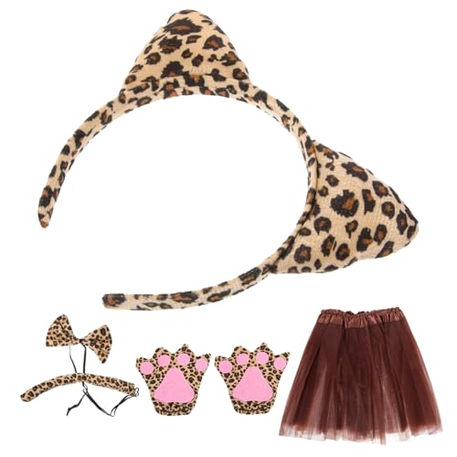 LALADEFIEE 1 Satz Leopardenkostüm Tier-cosplay Leoparden-haarband Tigerkostüm Handschuhe Mit Tierpfoten Leopardenohren, Stirnband, Stirnbänder Strukturierter Kunststoff von LALADEFIEE