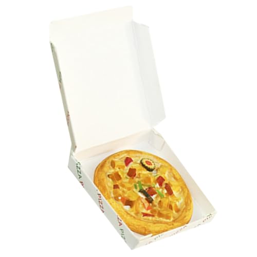 LALADEFIEE 1 Satz Minipizza Mit Schachtel Puppenhaus-Pizza-Modell Gefälschte Pizza Mini Pizza Pizza-Modell- Dekorationen Für Shop Mini-Pizza-Modell Simulierte Pizza Harzhandwerk Papier von LALADEFIEE