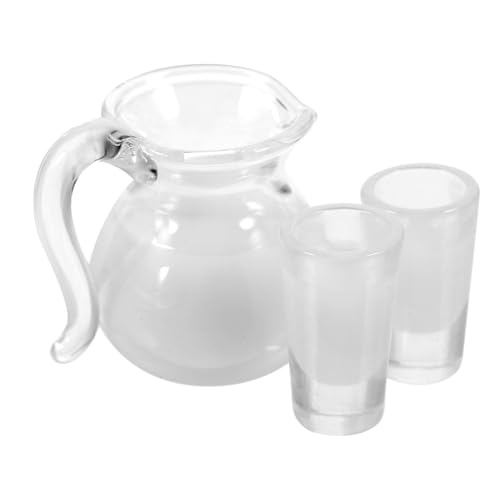 LALADEFIEE 1 Satz Saftmilchglaskrug Puppenhausminiaturen Mini-Essen Miniatur-Wasserkocher Puppenhaus Tassen Mini-Milchkocher Miniatures Milk jug Miniaturbecher Puppenhauszubehör Harz Weiß von LALADEFIEE