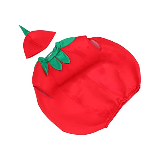 LALADEFIEE 1 Satz Tomate Kinderkleidung Babyzubehör Für Mädchen Kleid Für Kleinkind Abschlussball Anzug Jesus-hüte Tomatenhut Zubehör Für Rollenspiele Mit Früchten Gemüse-kostüm-kit Rot Tuch von LALADEFIEE