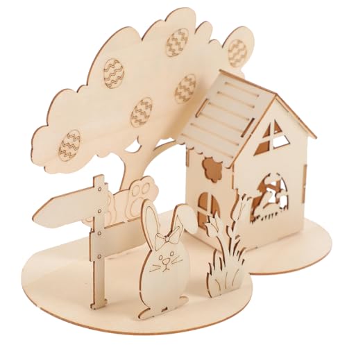 LALADEFIEE 1 Set 3D Puzzle Kaninchen Puzzles Osterspielzeug 3D Zusammenbau Puzzle Puzzle Kleinkind Pädagogisches Puzzle Puzzle Ostern 3D Puzzle Ostern DIY Holz von LALADEFIEE