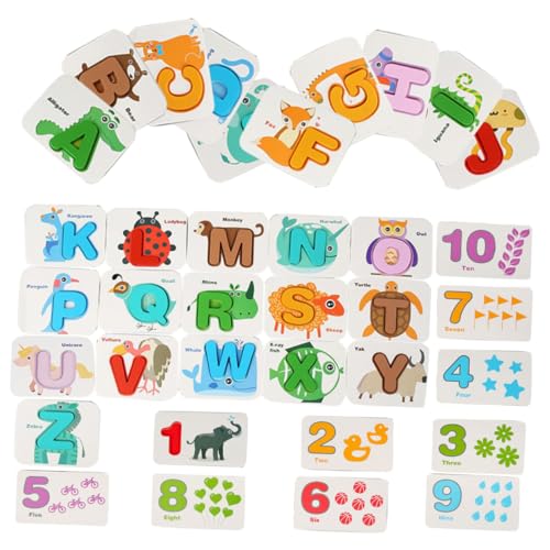 LALADEFIEE 1 Set Alphanumerische Karte Kindererkennungskarte Lustiges Spielzeug Bildungsspielzeug Kinder Buchstaben Kognitives Spielzeug Holzspielzeug Für Kleinkinder Zahlenkarten von LALADEFIEE