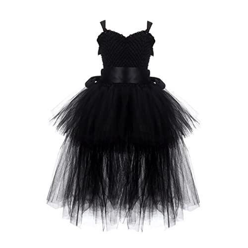 LALADEFIEE Halloween Tutu Kleid Set Mit Goldenen Flügeln Ärmelloses Netz Tutu Kleid Für ädchen Halloween Cosplay Party Outfit Größe 2 120 von LALADEFIEE