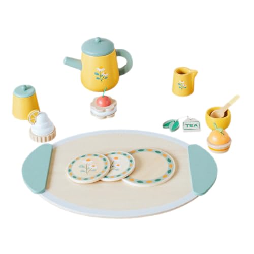 LALADEFIEE 1 Set Holz Kleinkind Teeservice Spielküchenzubehör Teeparty Spielset Für Kinder Rollenspiel Spielzeug Für Jungen Und ädchen Ideal Für Kreative Spielstunden von LALADEFIEE