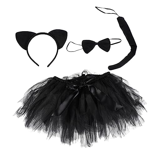 LALADEFIEE 1 Set Kinder Halloween Katzenkostüm Mit Einzigartigem Tüllrock Ideales Cosplay Outfit Für Kinder Perfekt Für Halloween Partys Und Kostümveranstaltungen von LALADEFIEE