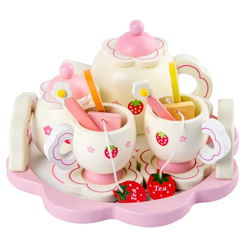 LALADEFIEE Teeservice Set Für Holzspielzeug Pink Rollenspiel Teeküche Zubehör Für ädchen Pädagogisches Für Kreative Teepartys Inklusive Zufälliger Zubehörteile von LALADEFIEE