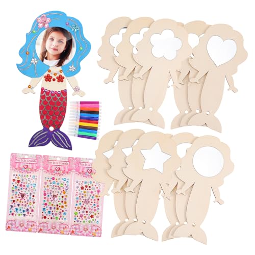 LALADEFIEE 1 Set Meerjungfrauenspiegel Handspiegel Dekoration Geburtstag Basteln Für Niedliche Handspiegel Spiegel Basteln Geburtstagsgeschenke Prinzessin Partygeschenke DIY Spiegel von LALADEFIEE